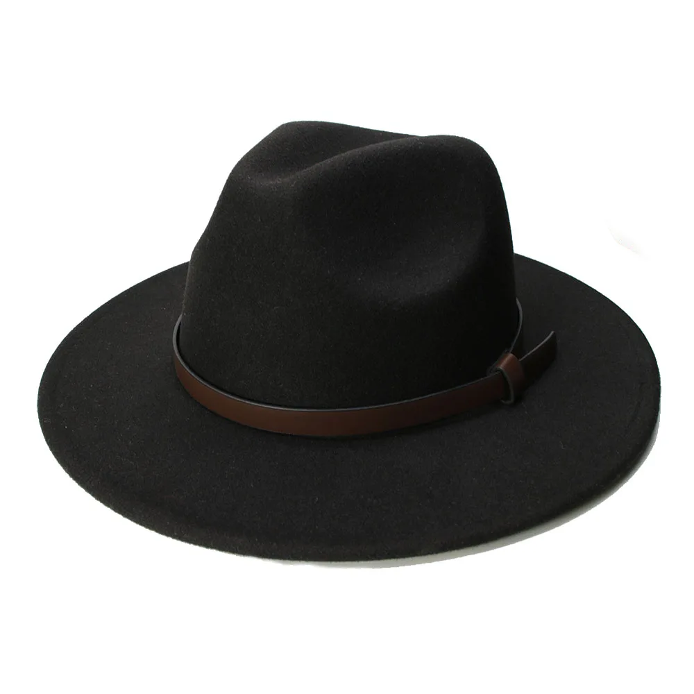 summer fedora LUCKYLIANJI Retro Kid Child Vintage 100% Wool Wide Brim Cap Fedora Panama Jazz Bowler Hat Leather Band(54cm/Adjusted) summer fedora