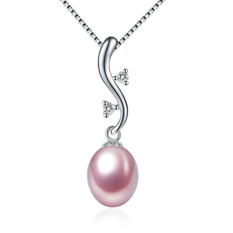 TZ4046P Natural freshwater pearls pendant charm necklace purple pearl charms