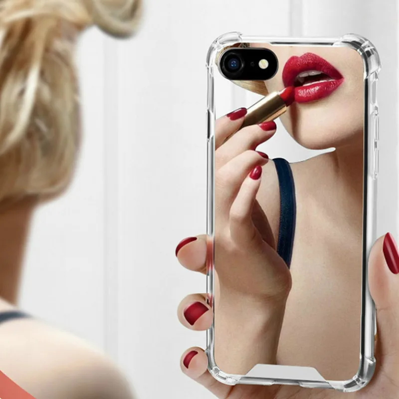 

Luxury Shockproof Mirror Phone Cases for iPhone 7 7Plus TPU PC Back Protect Case for iPhone X 6 6S 8 Plus Cover Cute