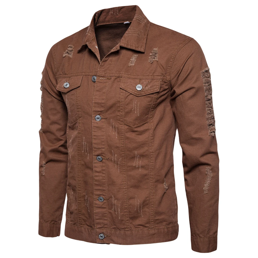 New Fashion Men's Solid Jean Jacket Washed Denim Slim Fit Hole Thick Coat Top Overcoat Autumn Army Green White Black Jacket New Fashion Men's Solid Jean Jacket Washed Denim Slim Fit Hole Thick Coat Top Overcoat Autumn Army Green White Black Jacket