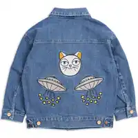 2019 เด็กหญิง Denim แจ็คเก็ต UFO แมวเย็บปักถักร้อย Boys แจ็คเก็ตและ Coats กางเกงยีนส์เด็กเสื้อแจ็คเก็ตฤดูใบไม้ผลิฤดูใบไม้ร่วงเด็ก Outerwear
