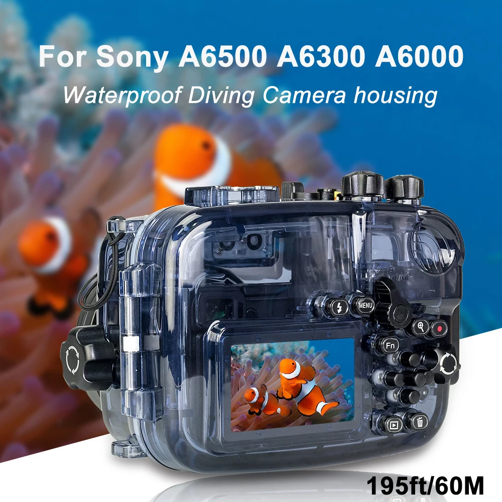

Seafrogs Waterproof Camera Housing 195ft/60M Underwater Diving Case Protective shell for Sony A6500 A6300 A6000 with handle grip