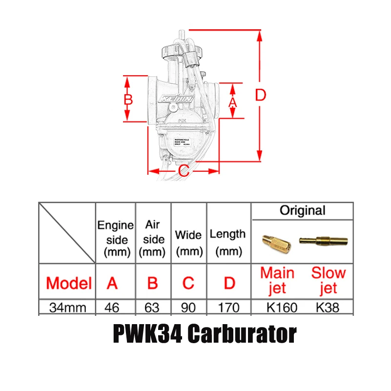 33 34 35 36 38 40 42 мм PWK KEIHIN Карбюратор Carburador Универсальный 2T 4T двигатель Мотоцикл Скутер UTV ATV