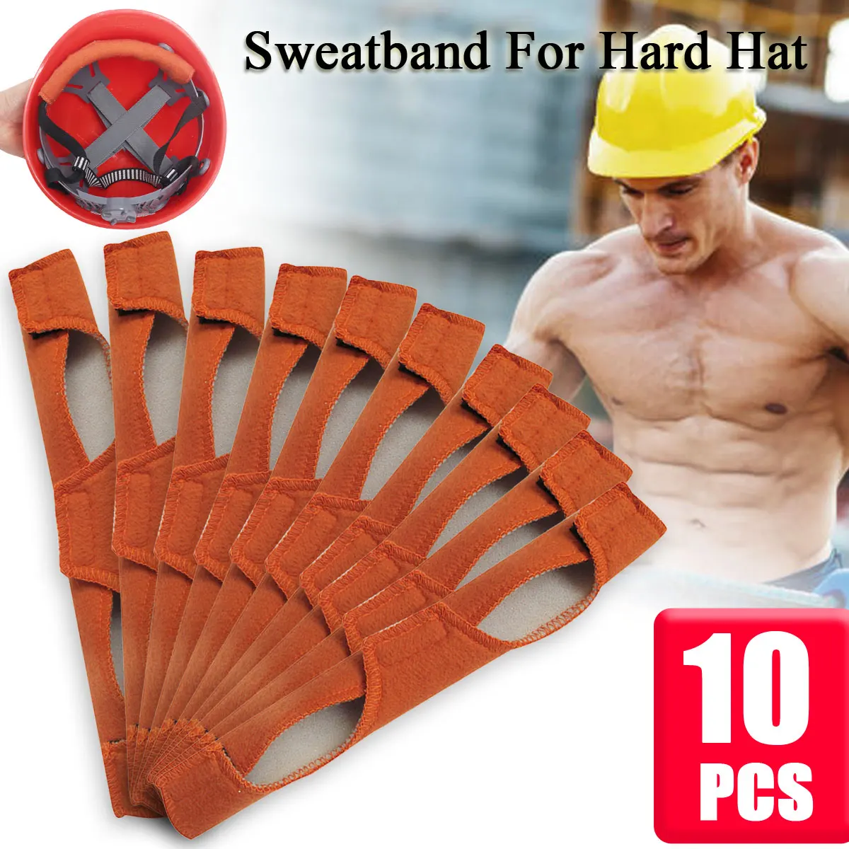

KIWARM 10 Pcs Cotton Head Hat Sweatband Replacment Welding Helmet Sweatbands Workplace Safety for All Hard Hat 25x9.5cm