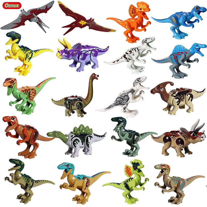 

Oenux Classic Jurassic Animal Figure Building Block Velociraptor Pterosaur T-Rex DIY Assemble Dinosaurs World Brick Model Toy