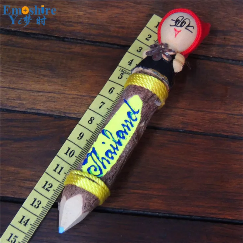 Emoshire Imported Thai color pencil wood doll decorative pencil personality creative ornaments travel souvenirs gifts (1)