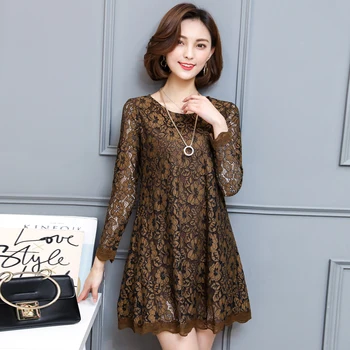 

2018 Spring Autumn Fashion Pullovers Lace Long Shirts Women O neck Empire Full Sleeve Tops All Match Plus Size Lace Shirt Mw171