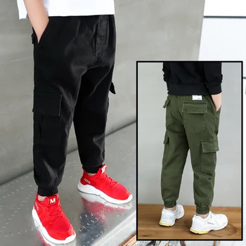 New 2019 Autumn Teens Jeans For Boy  green Baby Boys Jeans Pants Designer Kids Jean Children's Elastic Waist Denim Long Pant 1