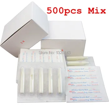 

500PC /Lot White Mixed Sterile Disposable Tattoo Machine Gun Nozzle Tips Needle Tube For Tattoo Gun Needle Ink Cup Grip Kits