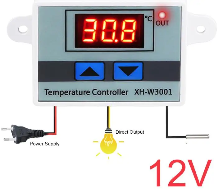 Цифровой термостат Температура Регулятор 12 V 24 V 110 V 220 V терморегулятор, термостат инкубатор Termometro XH-W3001 - Цвет: 12V