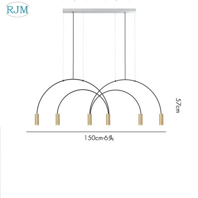 Скандинавская творческая личность люстра дизайнер постмодерн Арка подвесные лампы Ресторан гостиная спальня кафе исследование освещение - Цвет абажура: Gold 6Heads