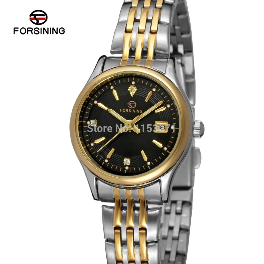 

FSL8089Q4T2 Forsining brand latest women quartz watch with stainless steel bracelet with gold color bars index, high quality