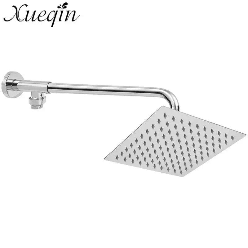 

8inch Square Chrome Finished Bathroom Ultrathin Shower Head + Stainless Steel Shower Arm + 3 ways T-adapter Bathroom Faucet Part