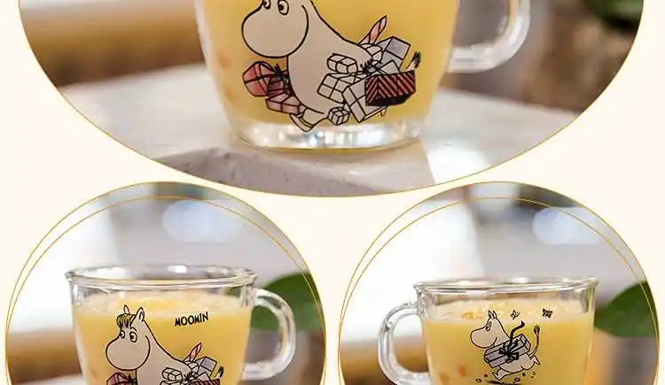 Moomin Новая мода мультфильм посуда для напитков младенцев стеклянный водный напиток Стакан Кружка прозрачная стеклянная ручка 210 мл стеклянная чашка безопасная Милая кружка