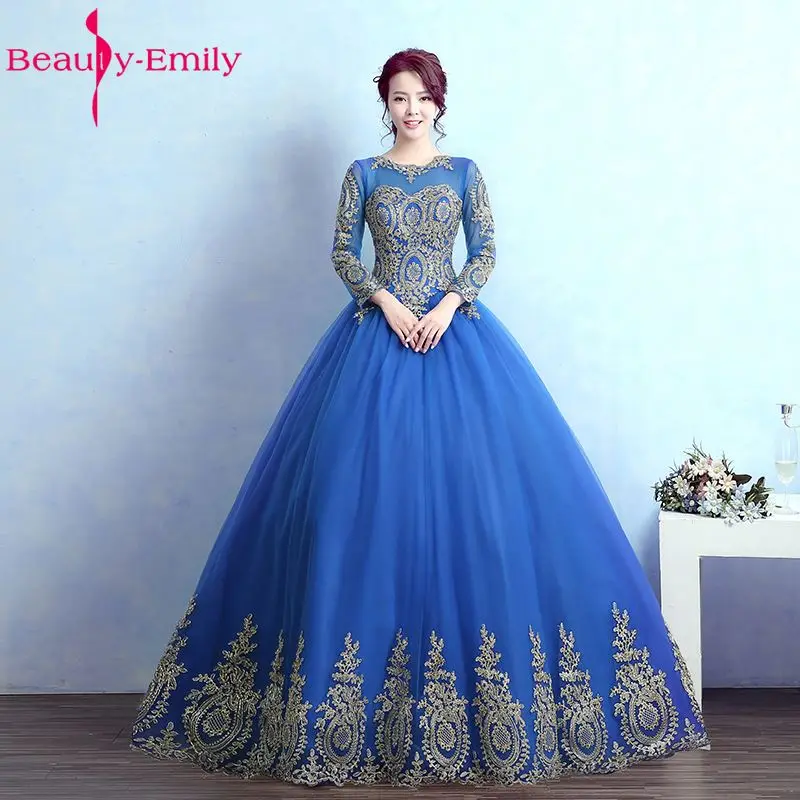 Beauty Emily Long Ball Gown Quinceanera Dresses 2018 Princess Girl Dresses Full Sleeve Lace Up Formal Party Gowns Prom Dresses Beauty Emily Long Ball Gown Quinceanera Dresses 2018 Princess Girl Dresses Full Sleeve Lace Up Formal Party Gowns Prom Dresses