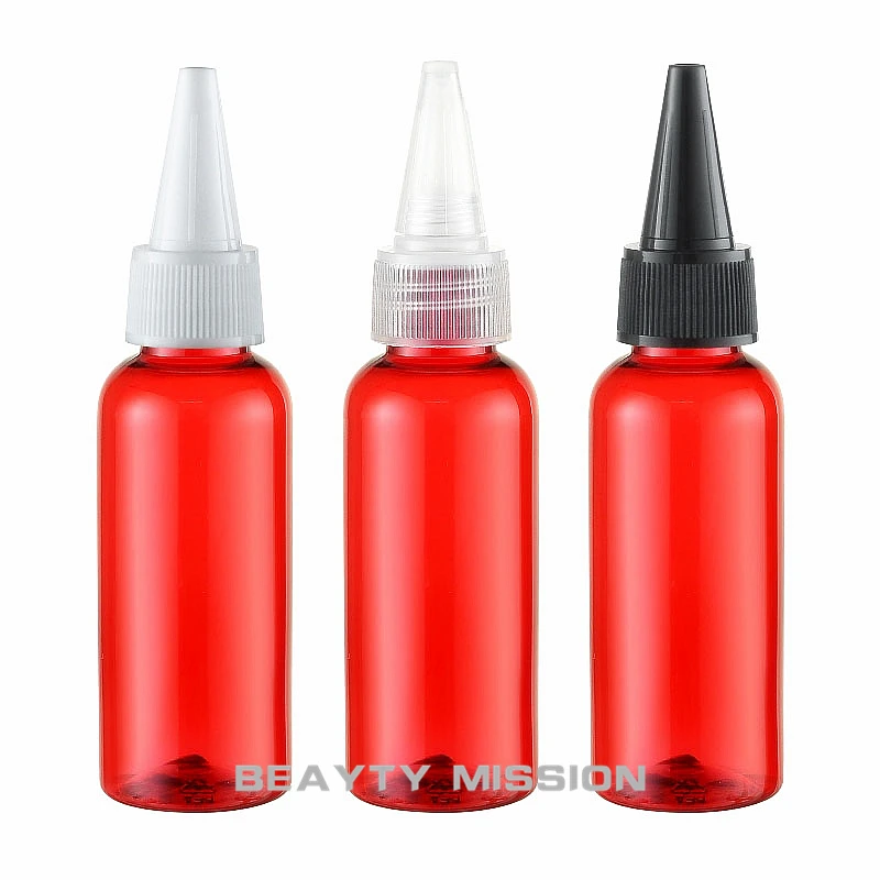 Красоты Миссия 50 мл x 48 пустой красный косметические пластиковые бутылки с острым рот колпачок, 50cc контейнер пластиковый приправы
