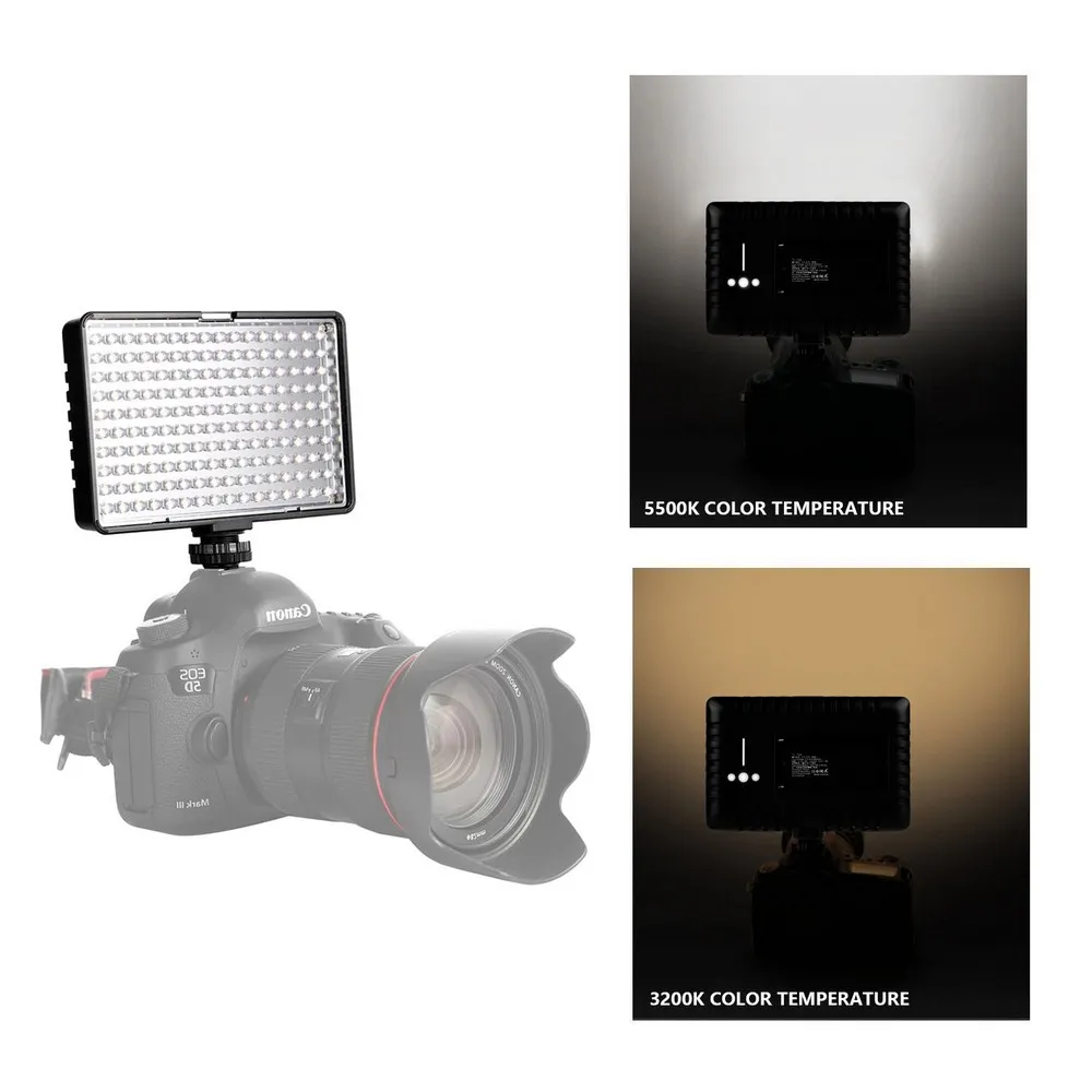 Travor 160 Светодиодная лампа для освещения видео светильник Панель/на камеру 5600 K/3200 K с регулируемой яркостью для Canon Nikon DSLR камера фотография светильник ing