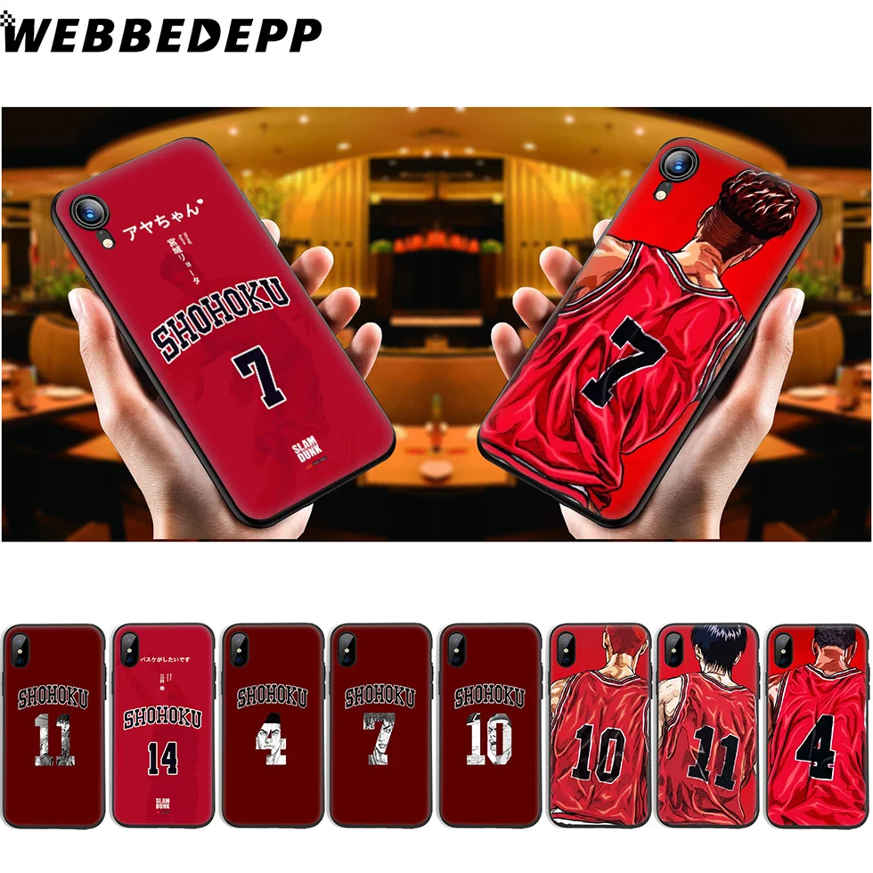 

WEBBEDEPP Slam Dunk Anime Japan Soft Silicone Case for iPhone 11 Pro Xr Xs Max X or 10 8 7 6 6S Plus 5 5S SE Case 8 Plus