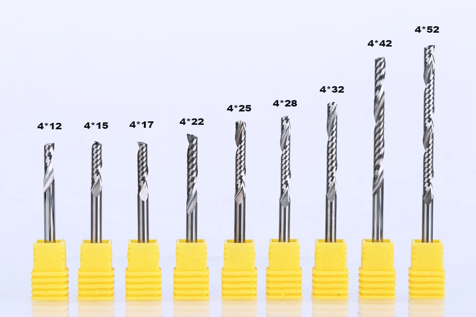 HUHAO 1 шт. 4 мм Одна Флейта спиральный Резак маршрутизатор бит ЧПУ Концевая мельница для МДФ карбид фреза tugster стальной роутер биты для дерева