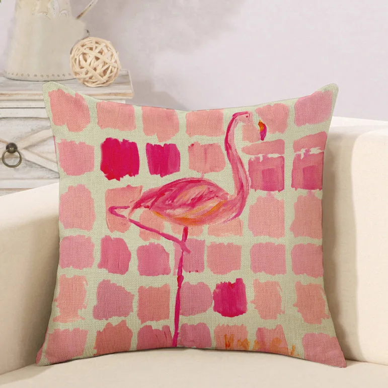 

Pillow Case Flamingos Pillowcase Cotton Linen Printed 18x18 Inches 45x45cm Bohemia Cover Euro Pillow Covers BZ90