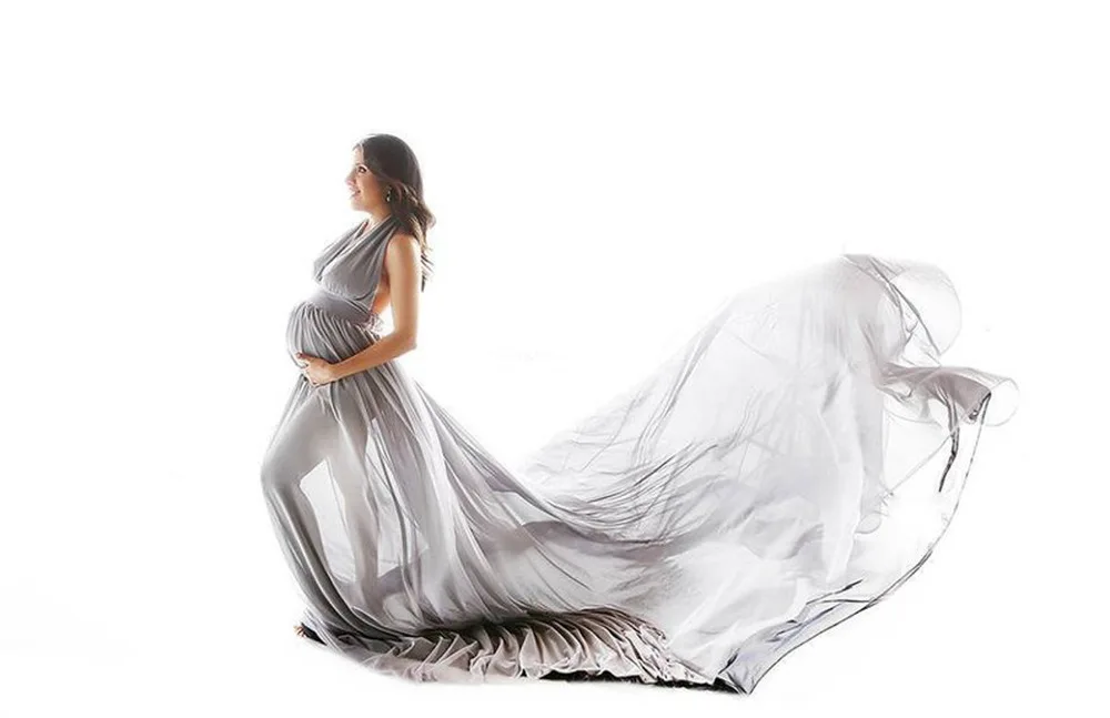 New Women Pregnancy Dress For Photo Shooting Sexy Front Split Maternity Dresses Photography Props Sleeveless Maxi Maternity Gown