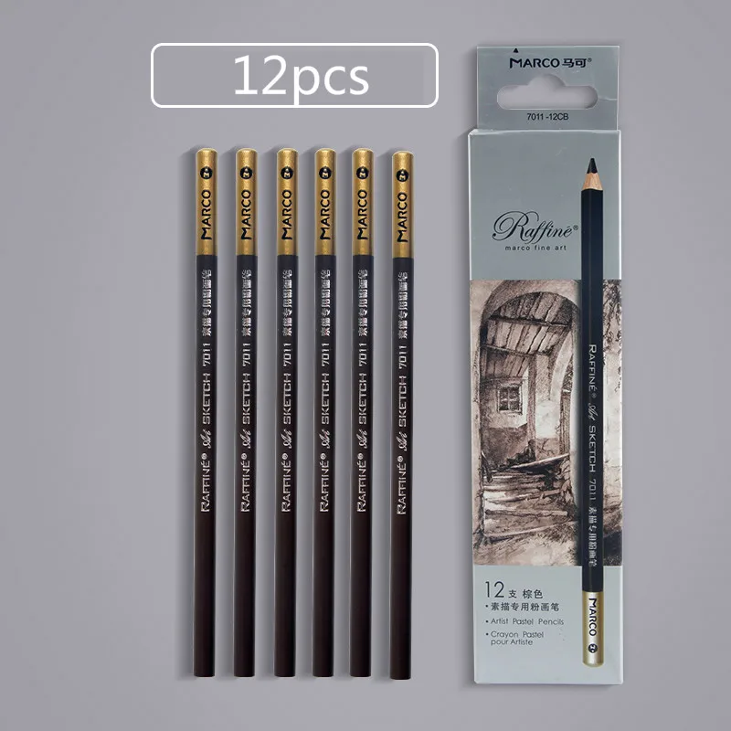 12 шт. угольный карандаш Dibujo Профессиональный HB коричневый белый угольный карандаш эскиз рисунок изюминка персонаж Специальный карандаш - Цвет: brown