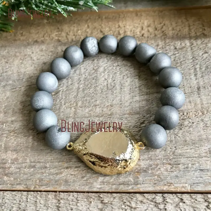 20190321-BM24687-druzy bracelet geode bracelet blue beaded bracelet stretch bracelet power bead bracelet arm party healing bracelet
