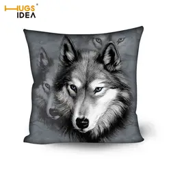 HUGSIDEA квадратный хлопок декоративная Чехлы для диван кресло Прохладный 3D животных Волк Собака Хаски бросить подушку Чехол 45 см * 45 см