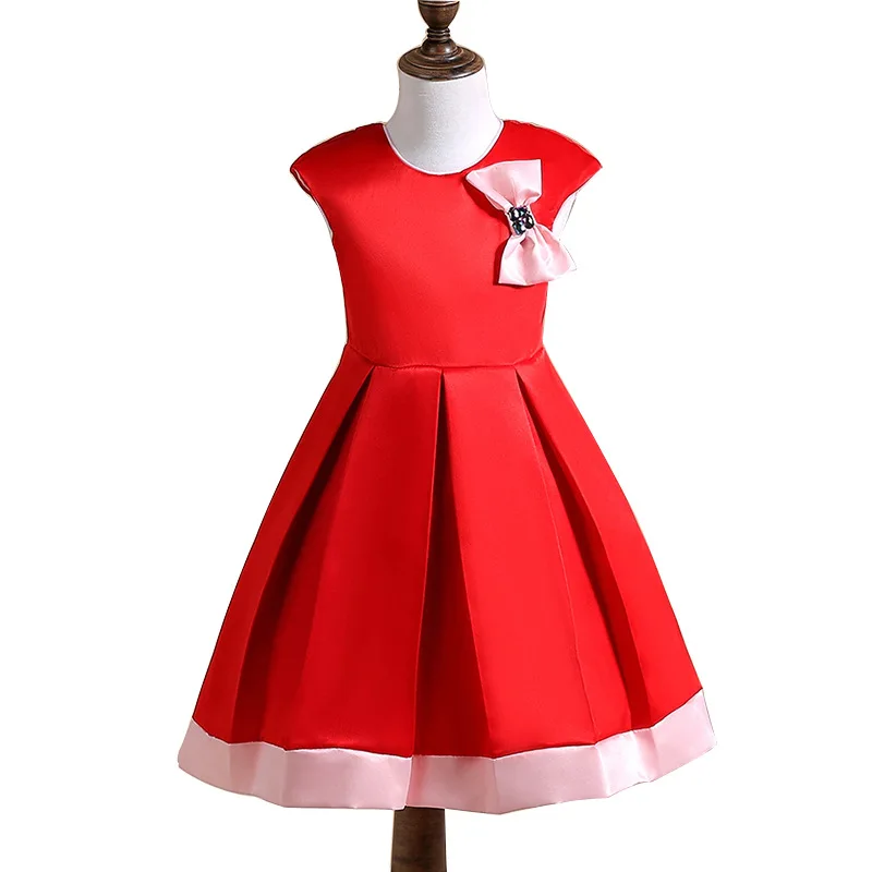 Сарафан для детей возрастом от 3 до 9 лет платье принцессы в стиле ретро для маленьких девочек Новинка года, платья в горошек с бантом для дня рождения, свадьбы платья для маленьких детей - Цвет: red