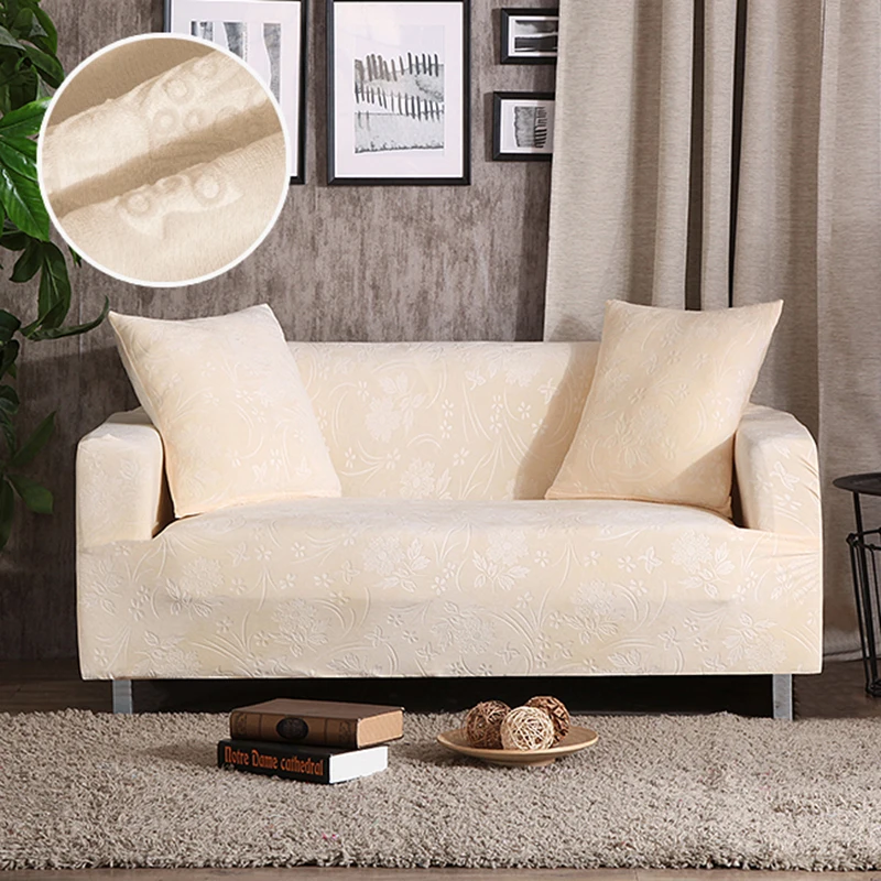 Velvet fabric Embossed Embroidered Sofa Cover Luxury Slipcovers