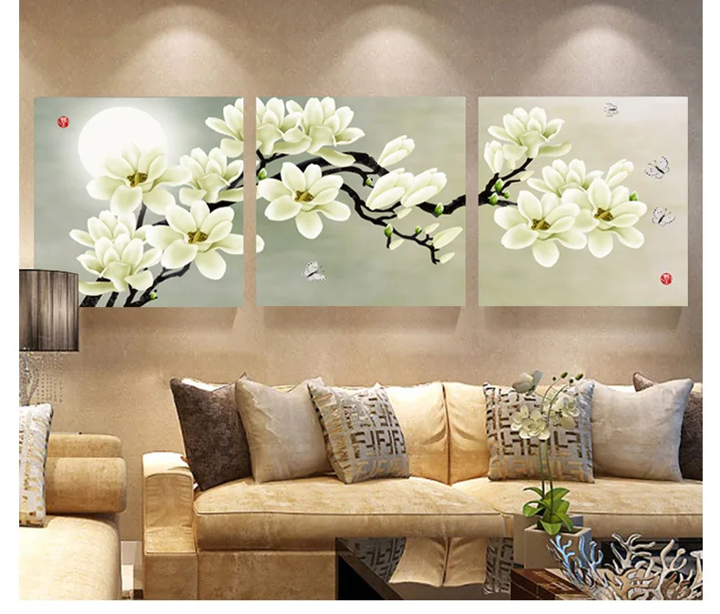 

3 Panel Modern Abstract Flower Painting On Canvas Wall Art Cuadros Flowers Picture Home Decor For Living Room No Frame