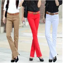 Женские повседневные узкие яркого цвета брюки облегающие обтягивающие Стрейчевые джинсы, 10 цветов слегка расклешенные брюки