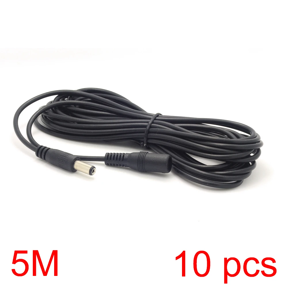 

10x 5M/16.4FT DC Cable Male to Female Connector 2.1*5.5mm Pigtail Plug 12V/24V