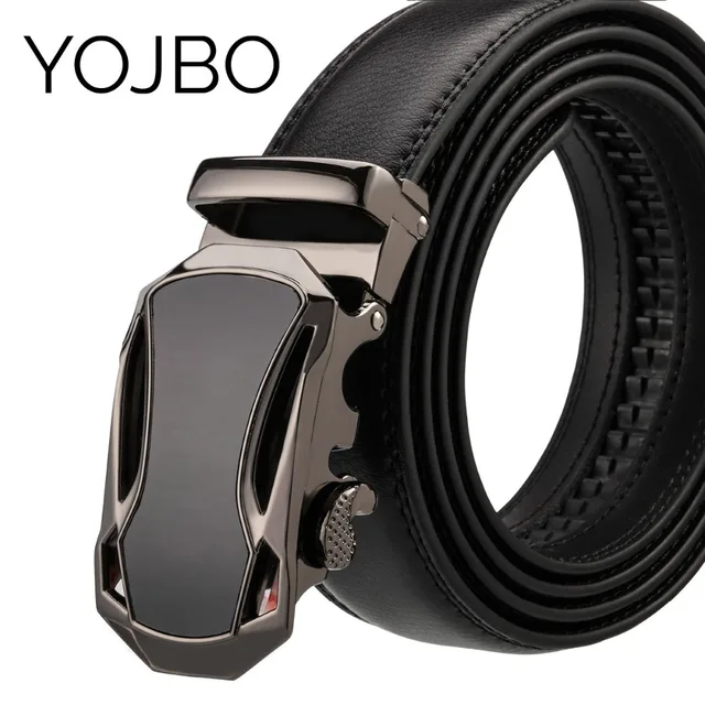 YOJBO Genuine Leather Belt Men 2019 Luxury Designer Brand Gold Automatic Buckled Alloy High Quality Wedding Belt Waist Straps
