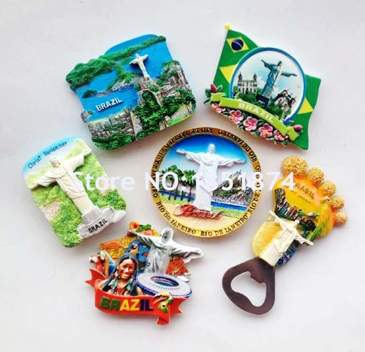 Расписанные вручную магниты на холодильник в Рио-де-Жанейро, Бразилия, сувениры для путешествий по всему миру, магнитные наклейки на холодильник, украшение для дома
