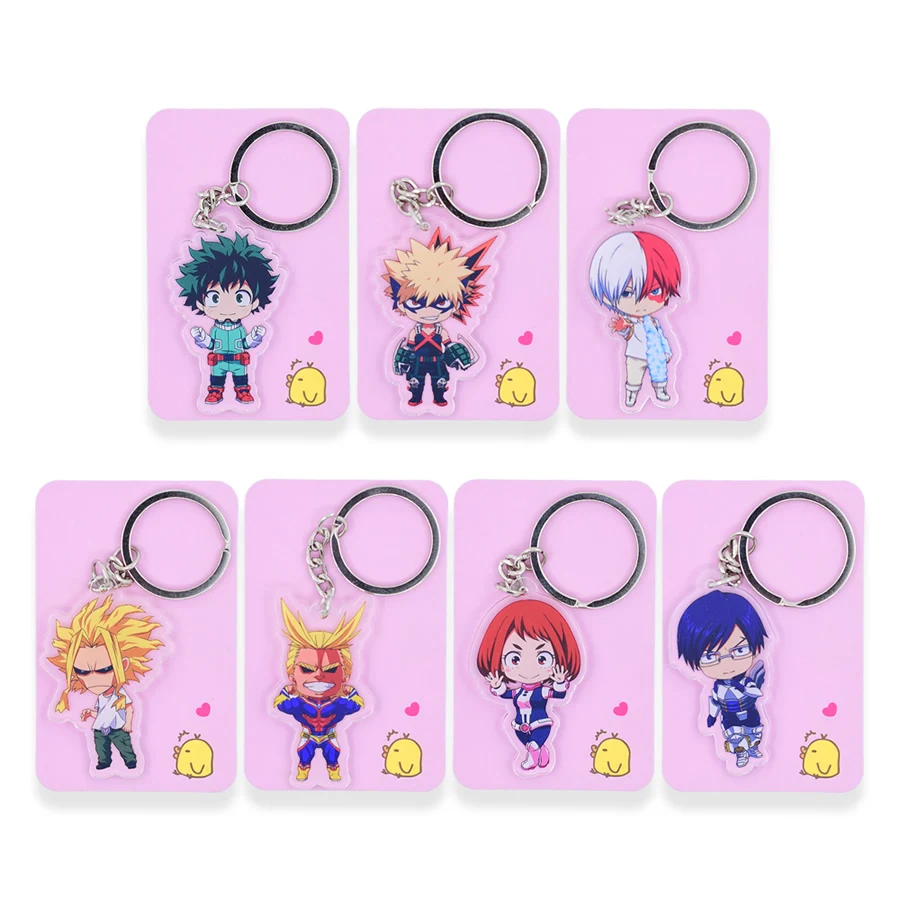 

7 styles My Hero Academia Keychain Double Sided Chibi Cartoon Keyrings Cute Anime Acrylic Key Chians Accessories PCB111-117