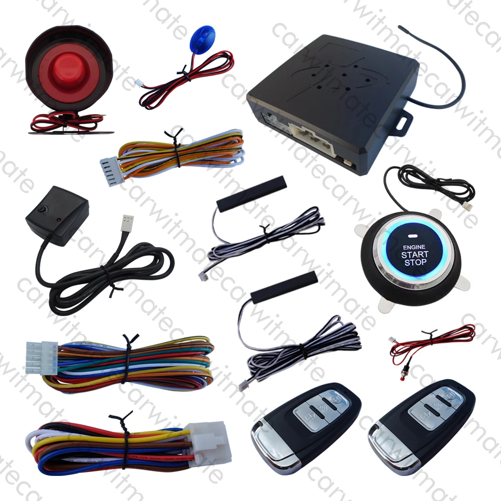 

Smartkey Car PKE Alarm System with Vibration Reminding Push Start Remote Start Hopping Code Suitable for DC 12V Cars