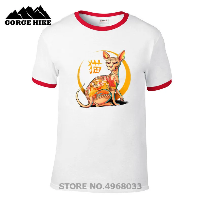Personalized Yakuza Cat kitten kitty animals Japanese Kanji Cute T-shirt Funny Meow T shiet Original Design tshirt | Мужская одежда