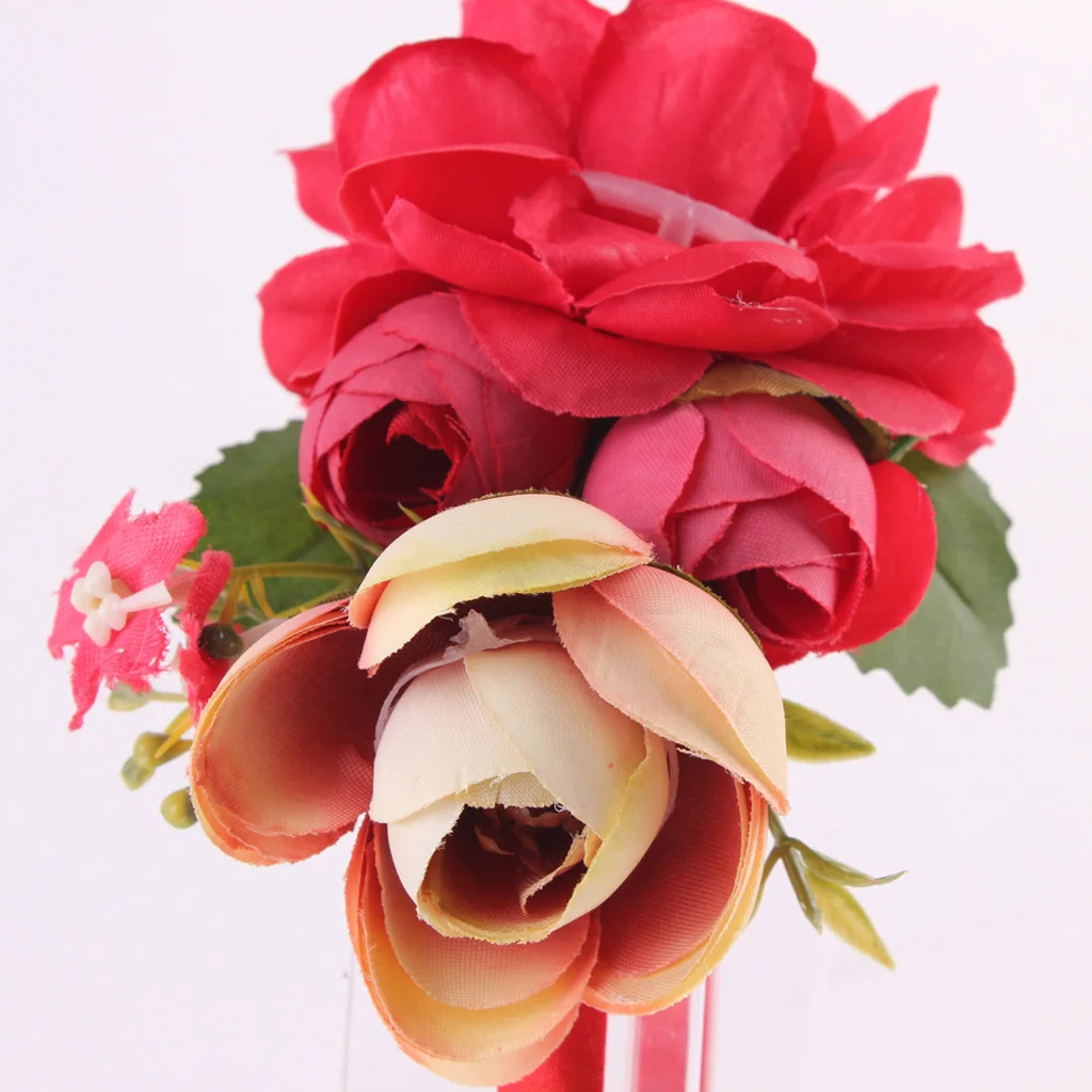 1Pc Handmade Bride Floral Flower Crown Headband Headwear Garland Hair Accessories for Kids Children Girls Baby 4Colors