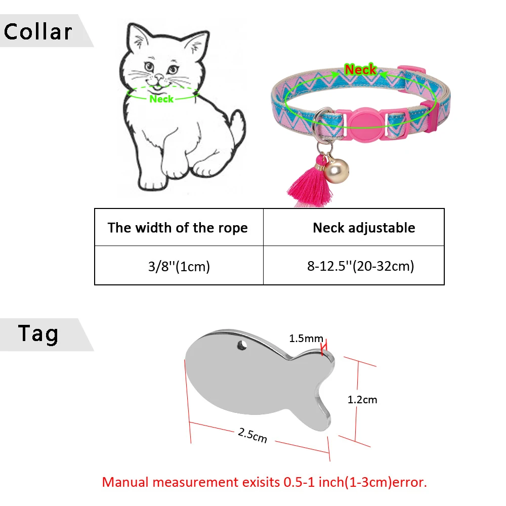 Индивидуальный ошейник для кошек, безопасный ошейник для котенка, щенка с колокольчиком, милые ошейники для кошек, аксессуары для ожерелья, ошейники для кошек