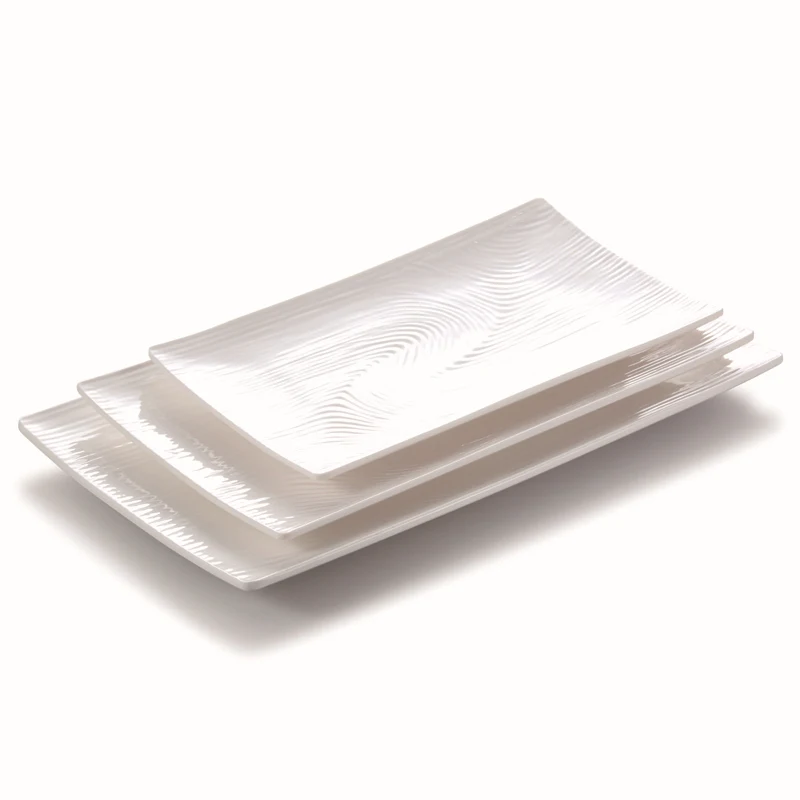 Korean plastic melamine white rectangle dinner sushi plate dishes