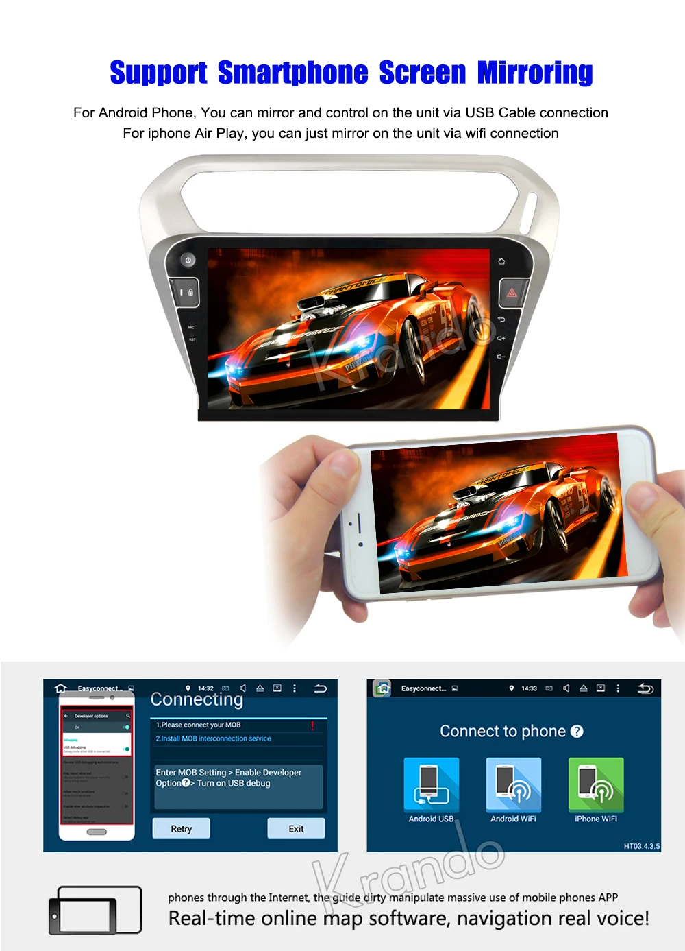 Excellent Krando Android 8.1 10.1"Full touch car Multimedia player for PEUGEOT 301 / Citroen E navigation system radio gps wifi BT 11