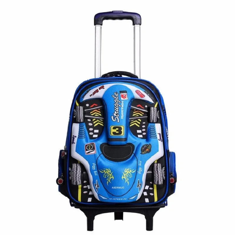 

Cartoon automobile 3D Anime travel luggage students school bag Climb stairs suitcase Children cartoon backpack Stationery bag