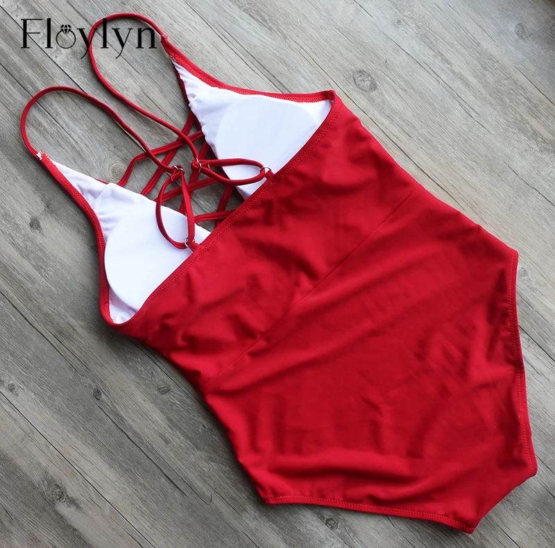 FLOYLYN Цельный купальник сексуальный плавательный костюм для женщин купальный костюм для плавания Винтажная летняя пляжная одежда с принтом бандаж монокини