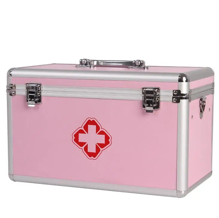 

Aluminum alloy medicine box new pink 13 inch household medicine box portable suitcase medical