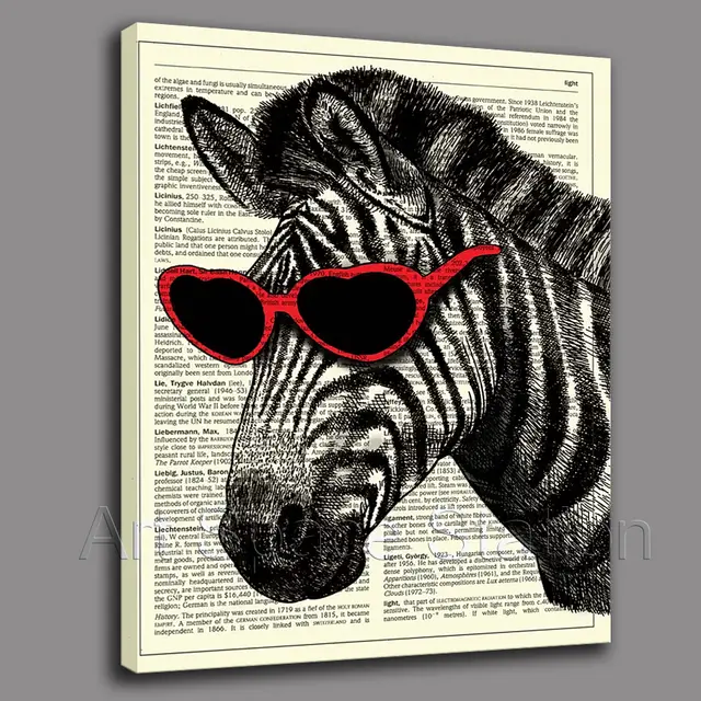 Incorniciato Zebra Indossa Occhiali Cuore Poster Animali