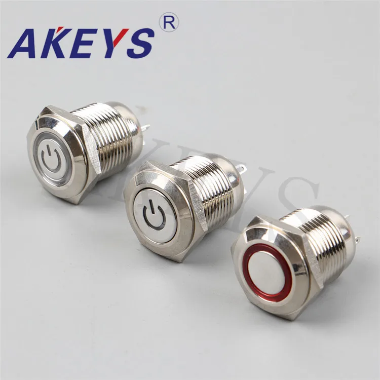 PX16D-P10Z-E LED Lighted Power Push Button 16mm Push Button Switch With Ring LED
