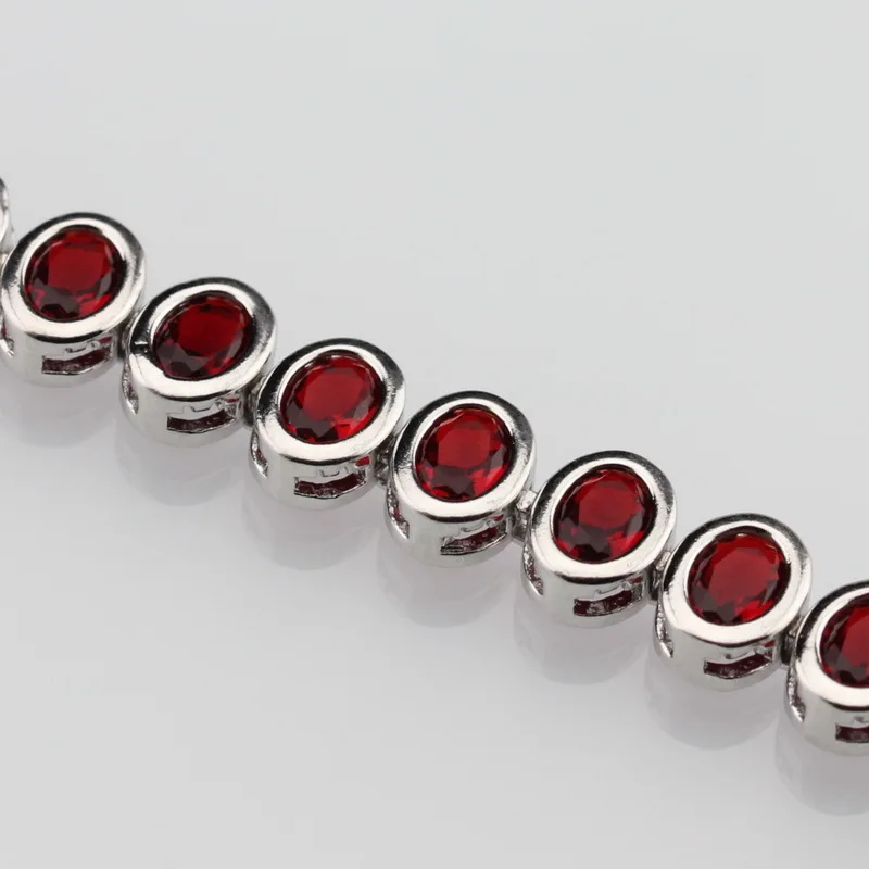 925 пробы серебряный овальный красный гранат браслет Здоровье модные украшения для женщин шкатулка для ювелирных изделий SL110