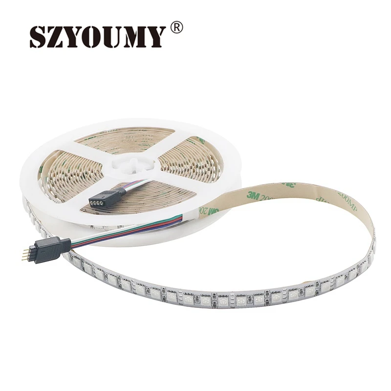 SZYOUMY ультра яркий DC 12 V RGB Светодиодная лента 5050 SMD 5 M 600 светодиодный не водонепроницаемый Fita светодиодный гибкий фонарь неоновая Лента