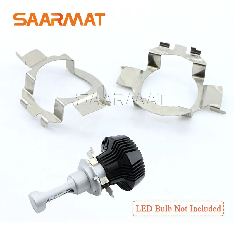 Pair H7 Headlight LED Metal Clip Retainer Adapter Bulb Holder Base for